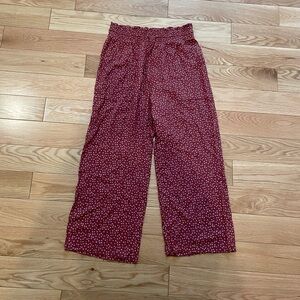 Abercrombie & Fitch Red Polka Dot Wide Leg Pants